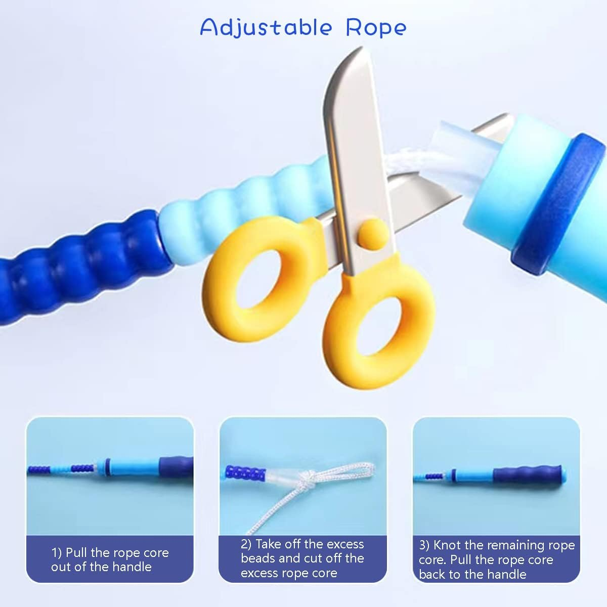 Jump Rope for Kids Girls and Boys, Soft Beaded Jump Ropes, Adjustable Skipping Rope, Tangle-Free Segmented Rope for Kid and Women Men Adults Exercise, Keeping Fit, Training - 9.2Ft - Blue And Purple image number 5