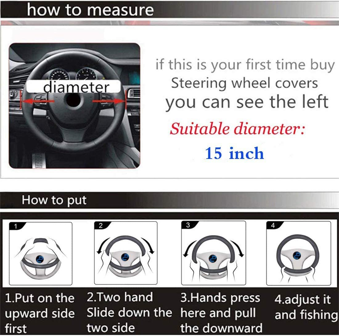 Steering Wheel Cover for Car Leather Universal Covers Men Women Fit Cars SUV Truck Pickup 15Inch (Lilac Color) image number 4