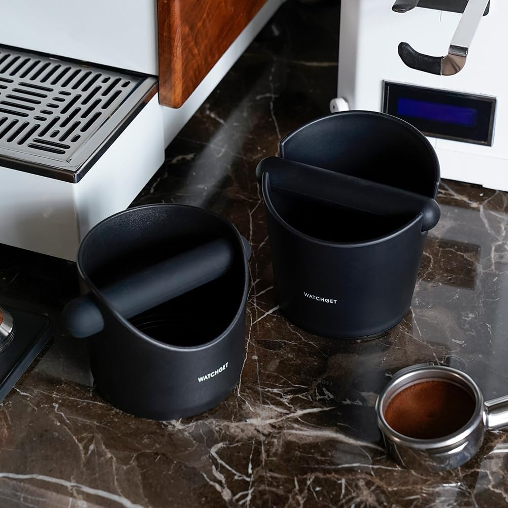 Espresso Knock Box,Watchget Coffee Knock Box with Durable Knock Bar Space-Saving Coffee Ground Bin Non-Slip Base, Small Espresso Dump Bin image number 2