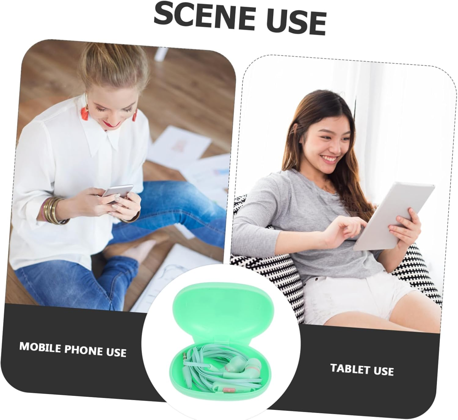 GARIOUANS Wired In-Ear Earphones with Microphone Compatible with Huawei Smartphones, Green Corded Headset for Mobile Calls and Portable Audio Use image number 1