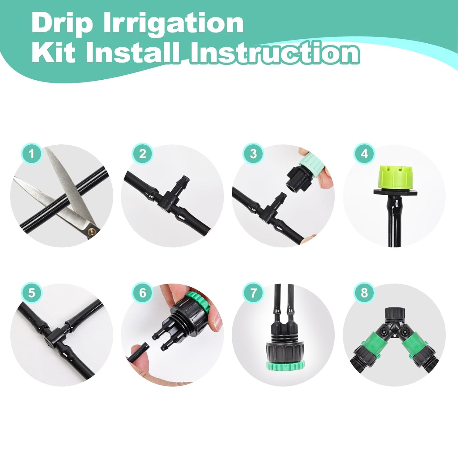 HOINCO 98FT 153Pcs Drip Irrigation Kit,Drip Irrigation System Kit Automatic Irrigation System Patio Misting Plant Watering System for Garden, Greenhouse, Flower Bed, Patio, Lawn. image number 3