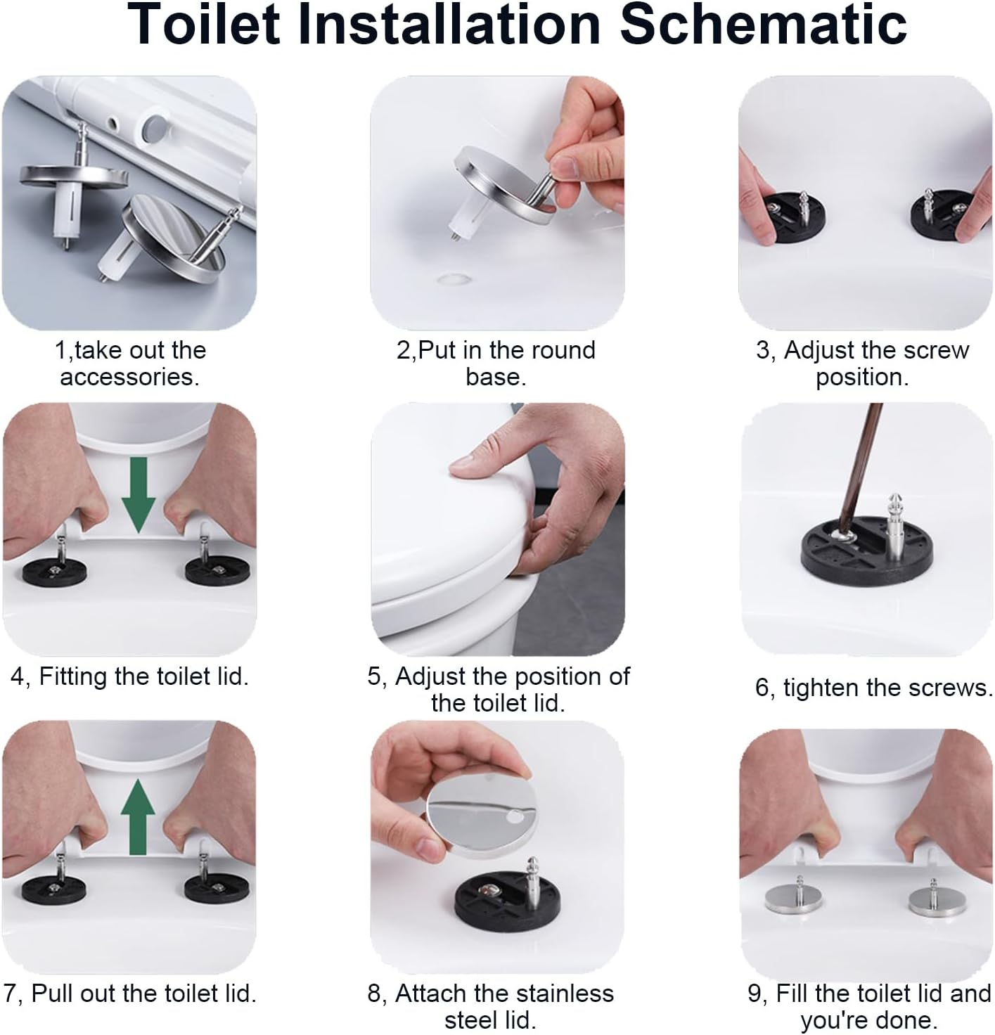 Toilet Seat with Kid Seat, Slow-Close Quick Disassembly anti Slip 2 in 1 Toilet Seat with Cover, Universal PP Toilet Training Seat for Bathroom, Home (Square) image number 1