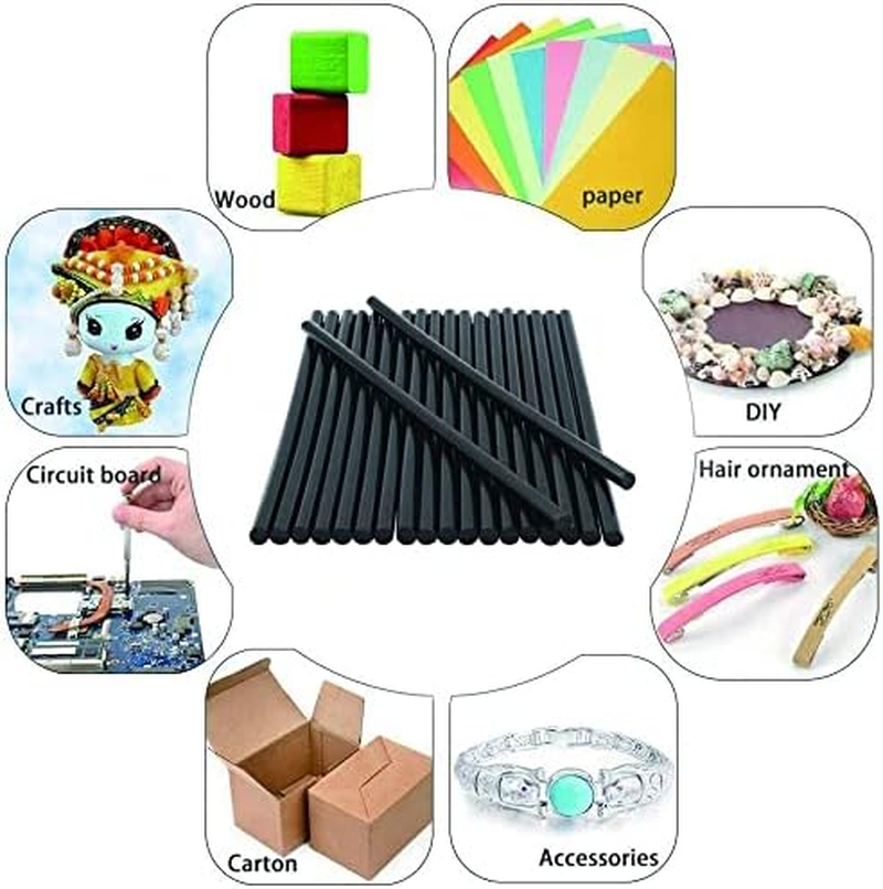 100Pcs Hot Melt Glue Stick Strips High Adhesive Hot Glue Gun Sticks for Car Audio DIY Art Craft Home Office Project Craftwork Fix & Repairs Diameter (Black 0.43"*7.87"(11Mm*200Mm)) image number 2