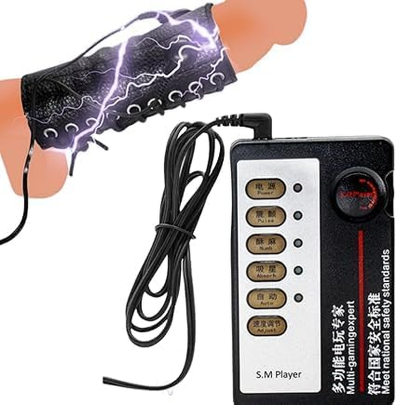 Electro Shock Penis Ring Estim Sex Penis Cock Hode Ring Stimulator Vibration Penis Sleeve for SM Sex Toys Adult Women Men image number 5