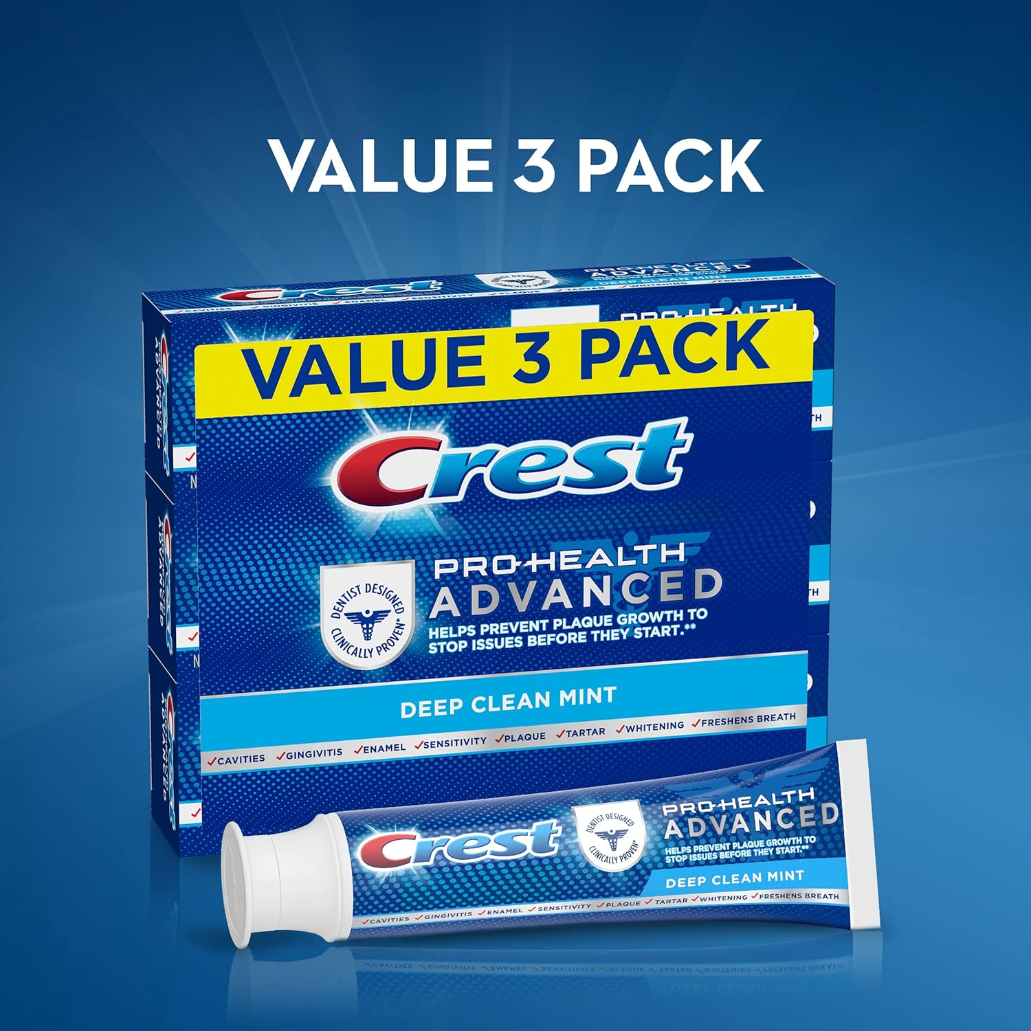 Crest Pro Health Advanced Deep Clean Toothpaste, Mint, 5.1 Ounce, Pack of 3 image number 5