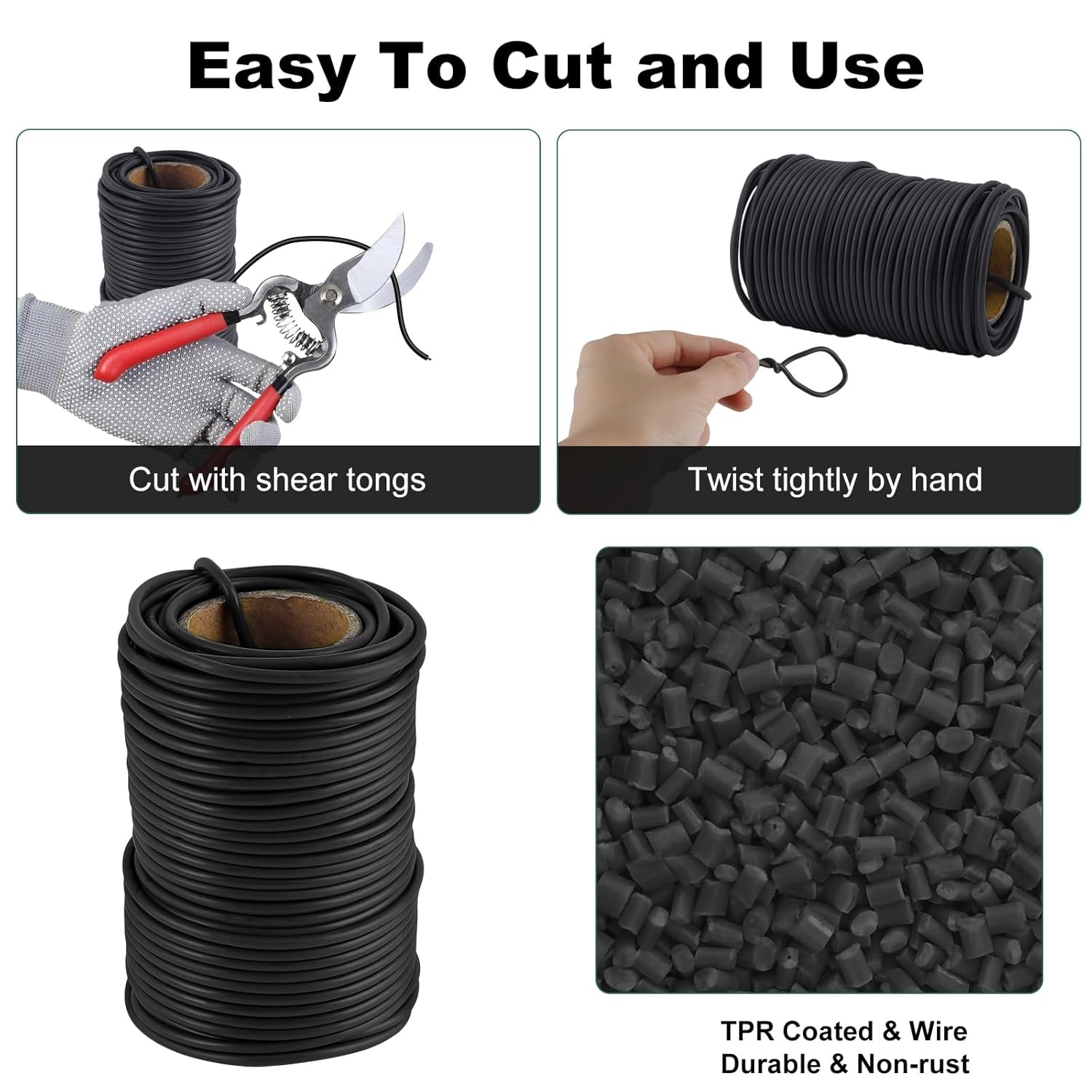 101 Feet Black Plant Twist Ties, Soft Plant Ties for Vine Support, 3Mm TPR Flexible Garden Tie for Plants Gardening Office Home Use image number 4