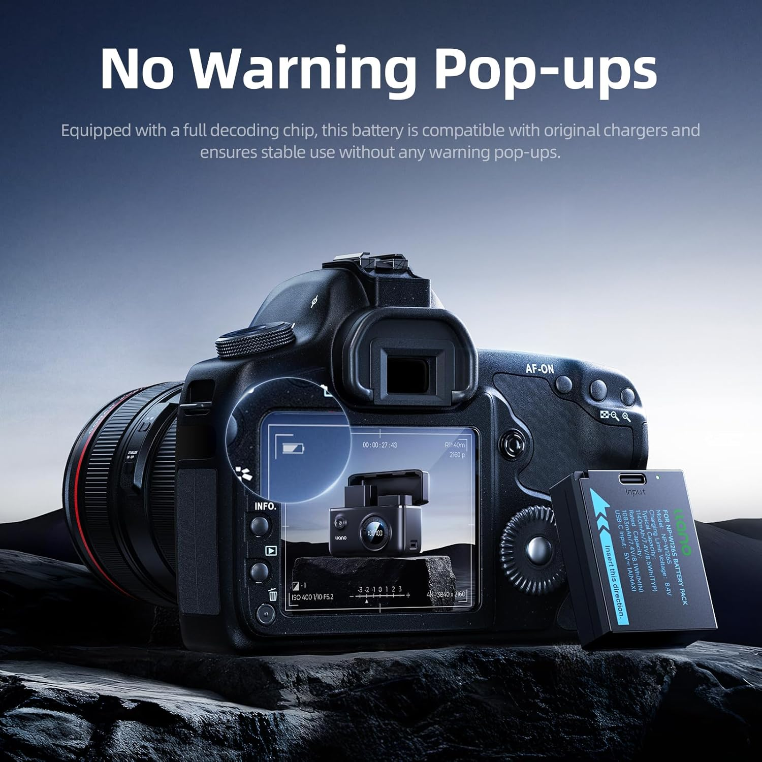 Llano 2 Pack USB-C NP-W126S Battery, Fully Decoded for Fujifilm XM5 X100VI X100V XS10 XT30II XT30 XT20 XE4 A5 Cameras, 1140Mah Capacity, Fast Rechargeable image number 6