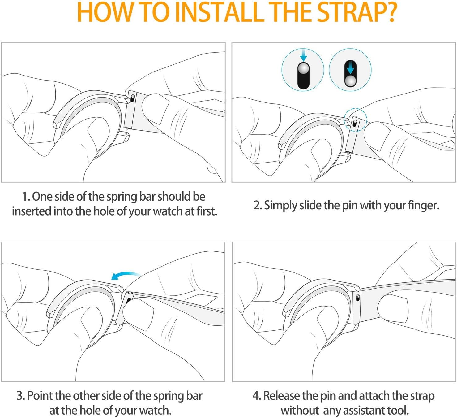 Quick Release Leather Watch Band, Fullmosa Axus Genuine Leather Replacement Watch Strap with Stainless Metal Clasp 14Mm 16Mm 18Mm 20Mm 22Mm 24Mm (Choose the Proper Size) image number 1