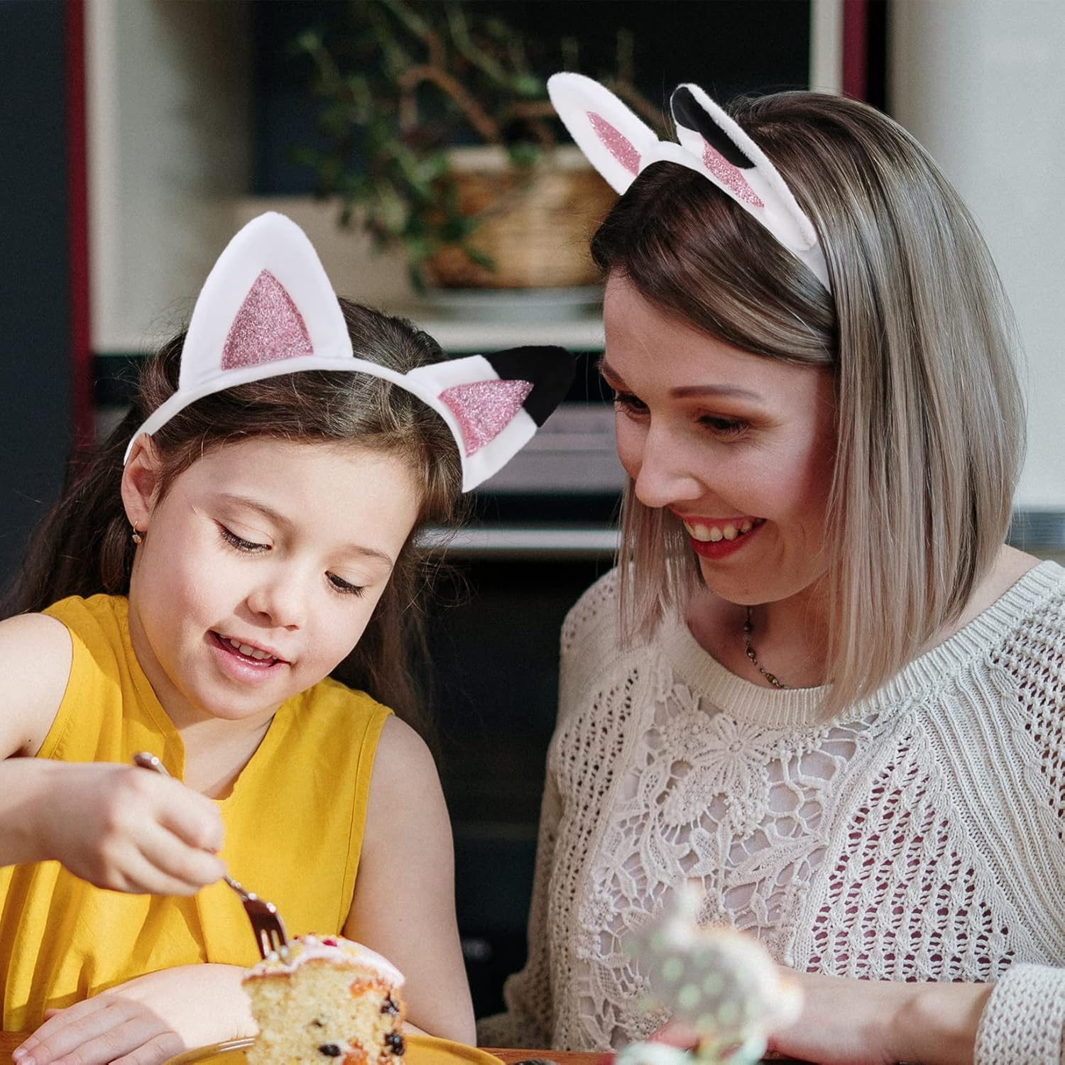 Creatoy Cat Ears Headbands for Kids Toddler Halloween Headband Glitter Hairband Accessories Birthday Party Supplies