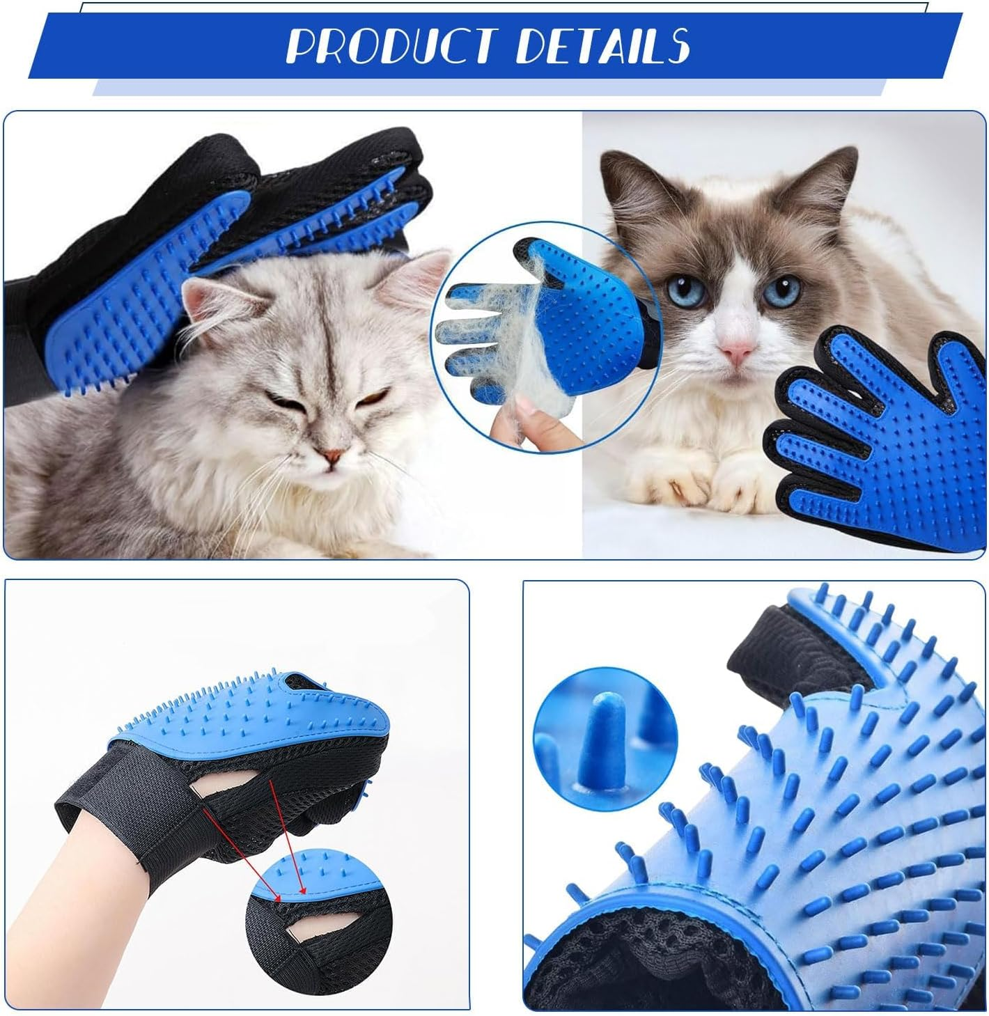 Magisel Cat Glove, 1 Pair Cat Gloves, Cat Brush Glove, Wash Glove for Cats, Cat Gloves Grooming Made of Silicone, Fur Glove for Cats, Grooming Glove for Pets image number 1