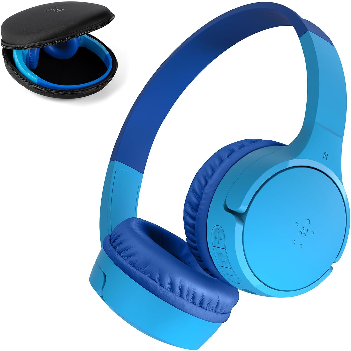 Belkin Soundform Mini Wireless Kids Headphones with Built-In Microphone and Fun Stickers, 30 Hours Playback - Over-Ear Headphones for Teaching, Holidays, Iphone, Ipad, Galaxy - Blue