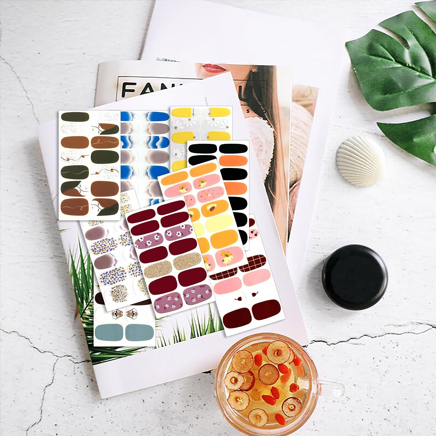 DANNEASY 30 Sheets Nail Polish Strips Full Nail Wraps for Women Gel Nail Strips Self Adhesive Nail Polish Stickers Stick on Nails Fingernails Manicure Sticker Nail Art Accessories with Nail File image number 1