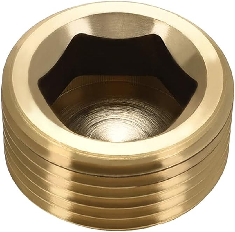 1/2" NPT Plug Brass Pipe Fitting, Counter Sunk Thread Internal Hex Head Style Male Pipe (Pack of 3) image number 4