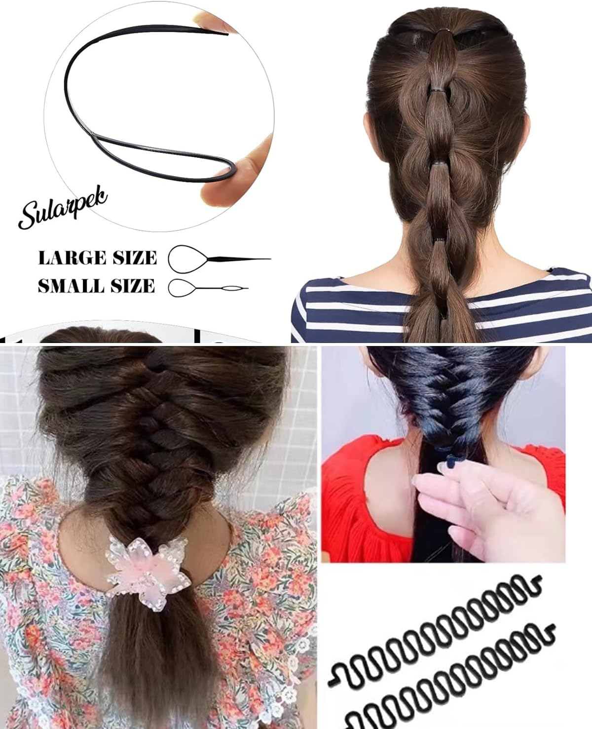 KGDUYC 6Pcs Hair Knitting Tool Fashion French Hair Styling Clip Twist Braid Hair Knitting Tool, Hair Tail Twister, Hair Styling Tool, Braiding Aid Hair Hairstyles for Women, Girls image number 1