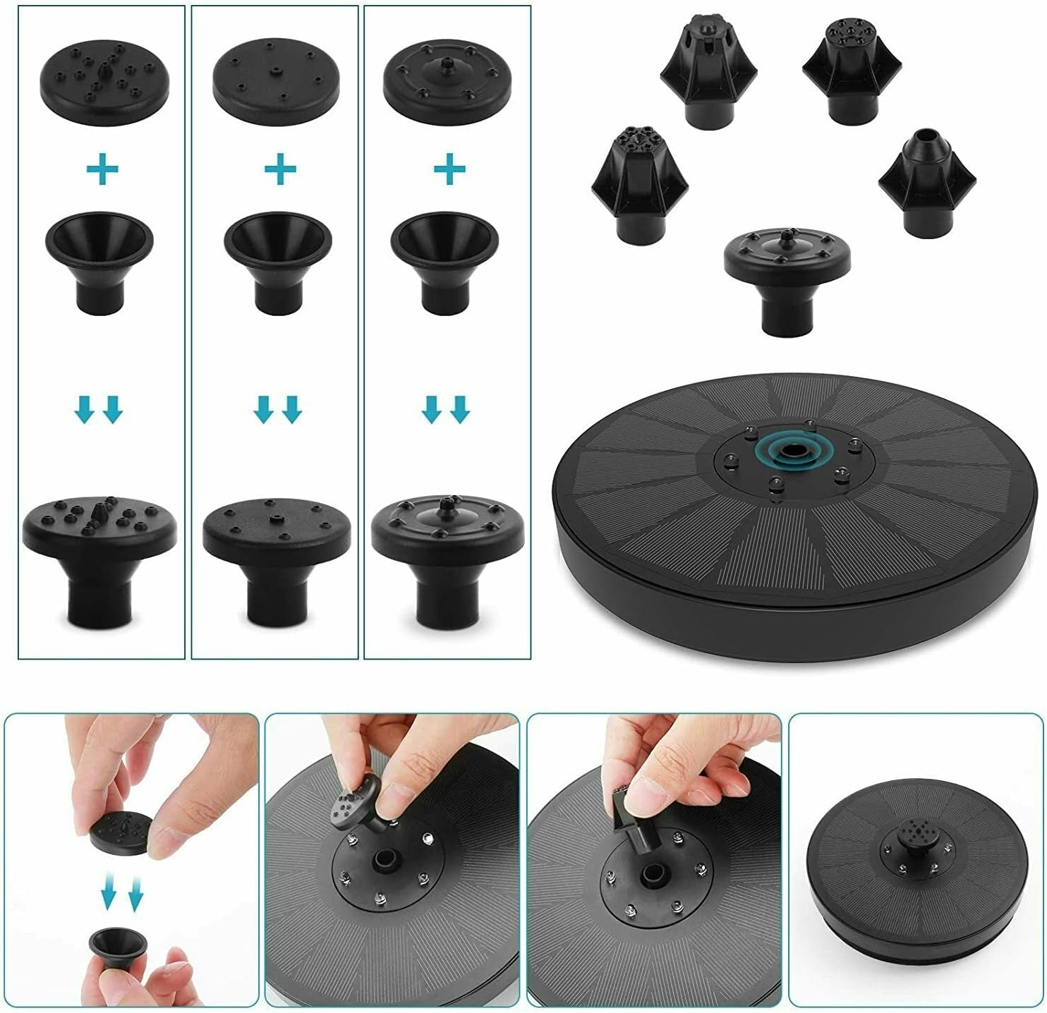 3W Solar Power Fountain Water Pump Bird Bath with LED Landscape Garden Pond image number 5