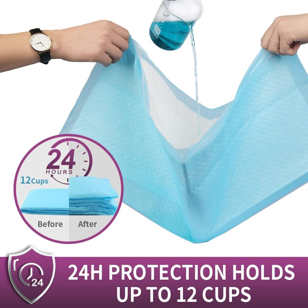 100Count Puppy Pads with Adhesive Strip Fixation , 60*60Cm Large Toilet Training Pads , Instant Absorbent and 6 Layers Leak Proof Design, Pee Disposable and Durable Pads for Dogs, Fast Drying Mat image number 4