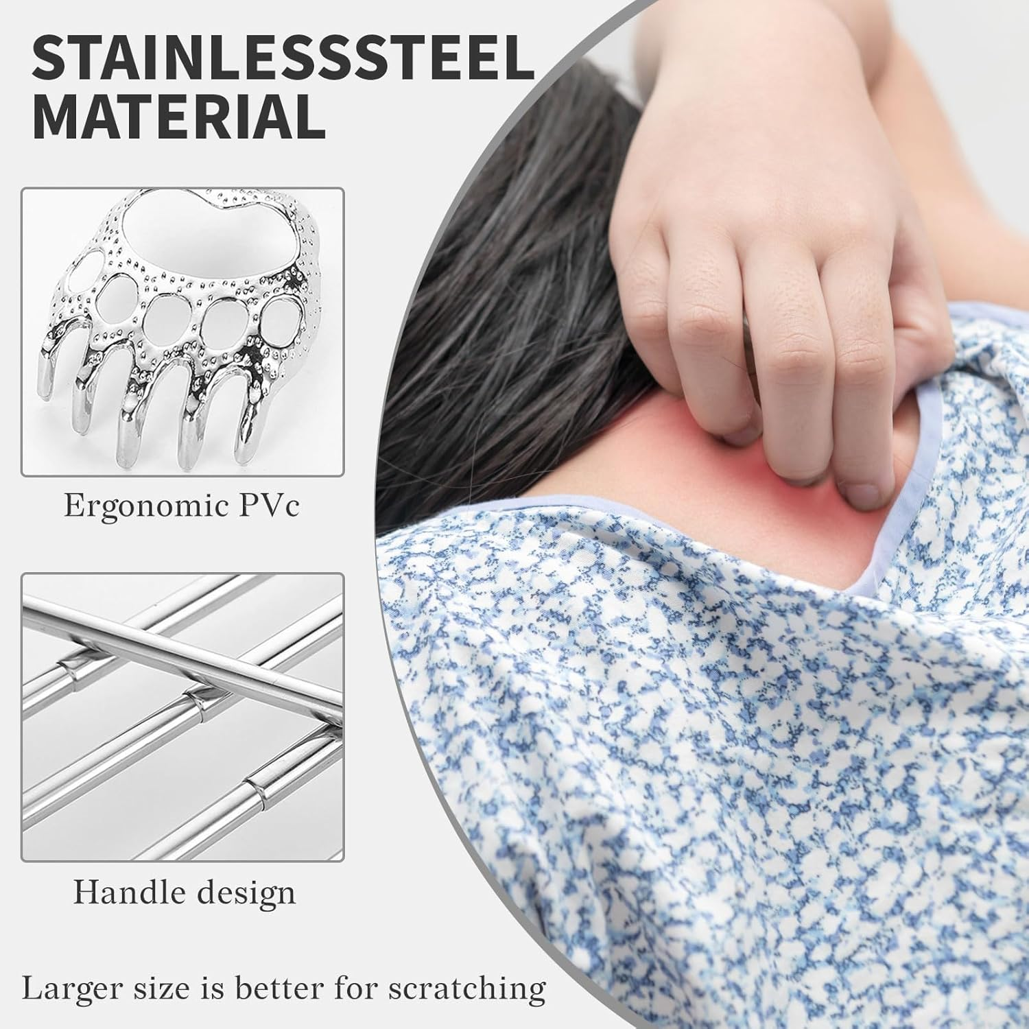 5PCS Telescopic Back Scratcher, Extendable Back Scratcher with Rubber Grip Handle and Bear Claw, Eagle Claw, Backs Scratchers for Men Women Kid Adults image number 1