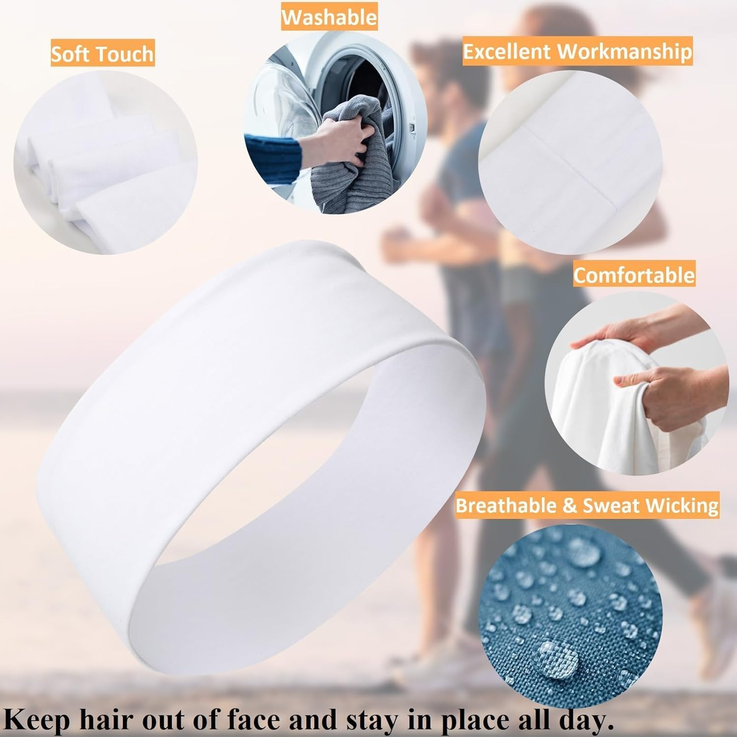 7 Pack Headbands for Women Non Slip Trendy Womens Headbands Elastic Hair Bands for Women Hair Workout Sweat Head Bands Soft Thick Cotton Cloth Headband for Yoga Running Sport image number 6