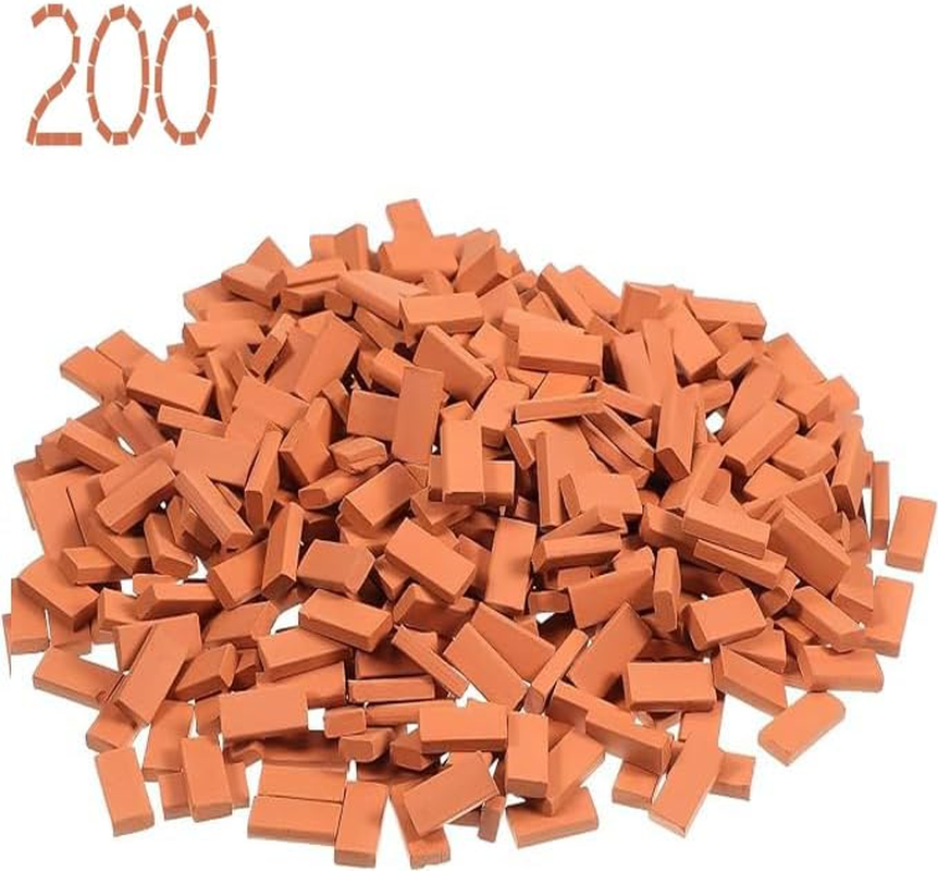 1/35 Scale 200 PCS Mini Bricks Tiny Bricks for Landscaping Red Miniature Bricks Model Brick Wall Small for Crafts Realistic Fake Mini Blocks