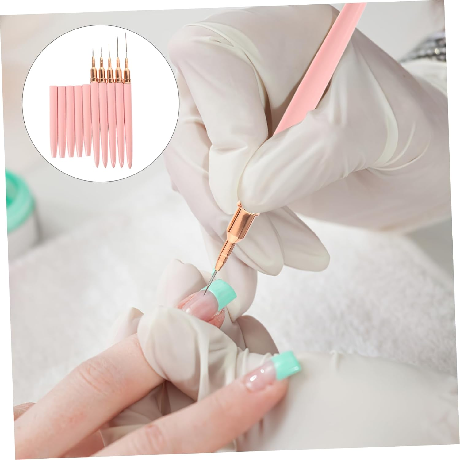 AUTSUPPL 5Pcs Nail Art Brushes Professional Nail Design Pens for Home Salon Flower Painting Tools image number 4