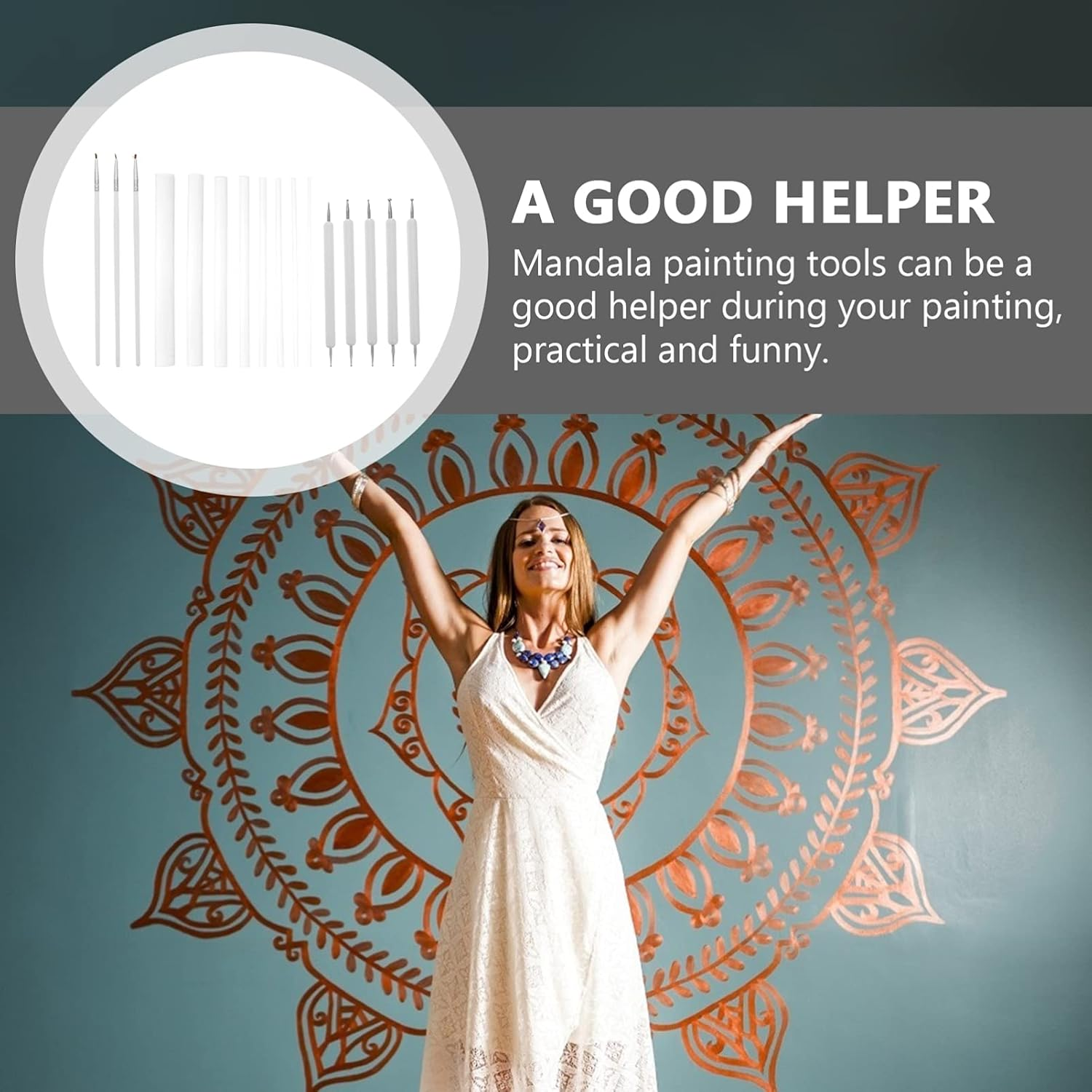 NUOBESTY 16Pc Mandala Dotting Tools DIY Acrylic Sticks Rocks Stone Painting Pen Kit image number 4