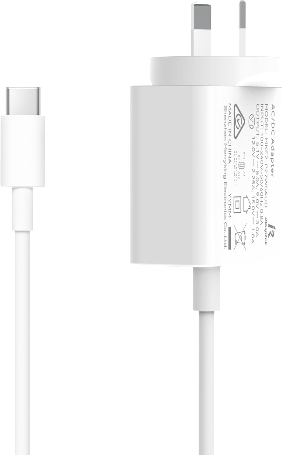 Irasptek 27W USB-C Power Supply for Raspberry Pi 5, 5.1V 5A, PD 27W image number 4