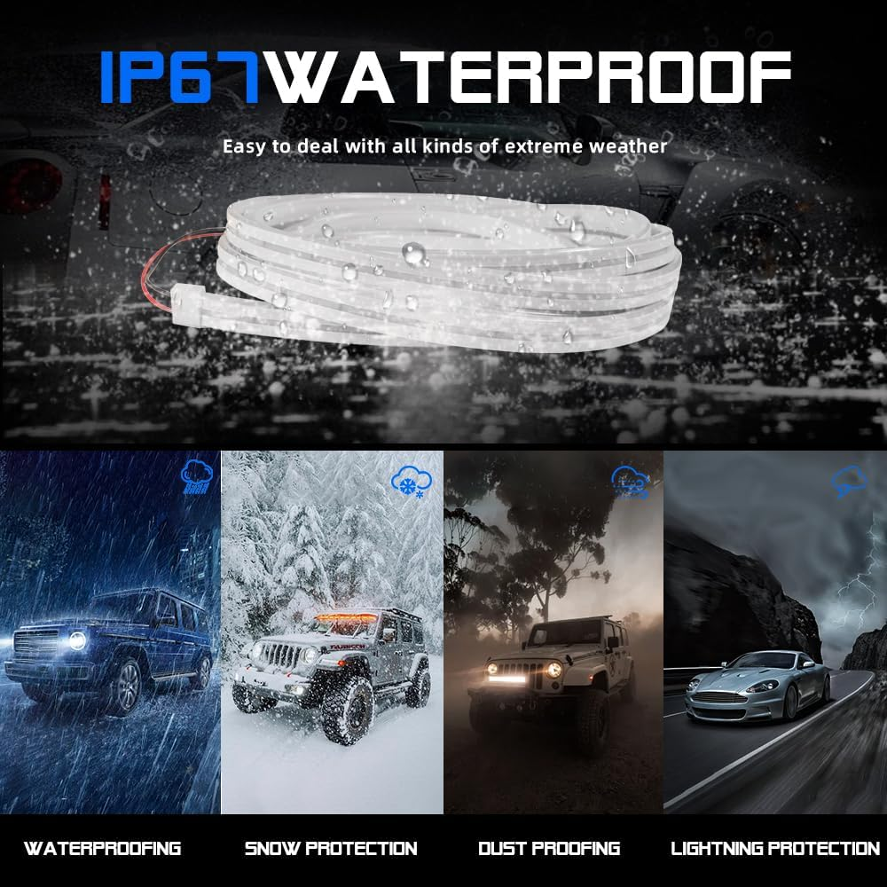 Upgrade Dynamic Flowing Car LED Trunk Light Strip, 158Inch Universal Flexible Cutting Silicone Waterproof Neon Lights Strip, 12V Interior Ambient Lighting for Cars Suvs(White) image number 2