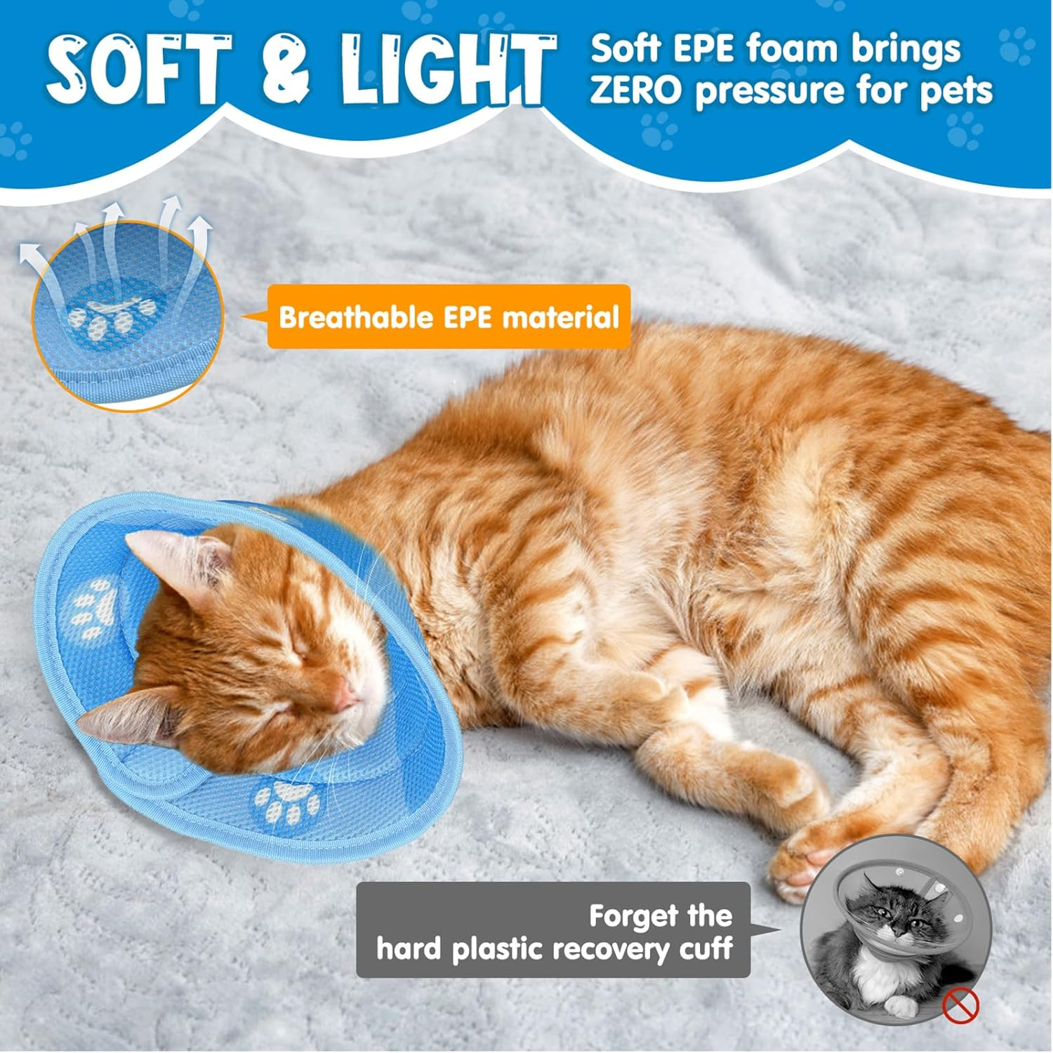 Cat Collar, Foldable Soft Protective Collar, Elisabethan Collar, Recovery Collar, Soft Collar Cone after Surgery and Injuries for Puppies, Small Dogs and Cats (S) image number 6