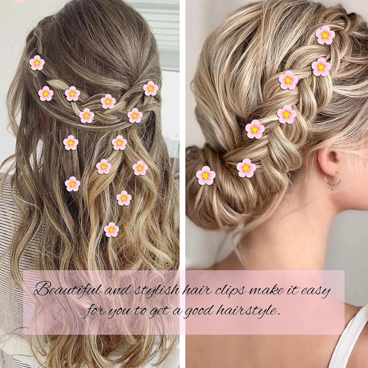 Ruzister 20 Pieces Colorful Mini Flower Hair Clips Cute Flower Hair Clips Decorative Hair Clips Bridal Wedding Hair Accessories for Girls and Women image number 1