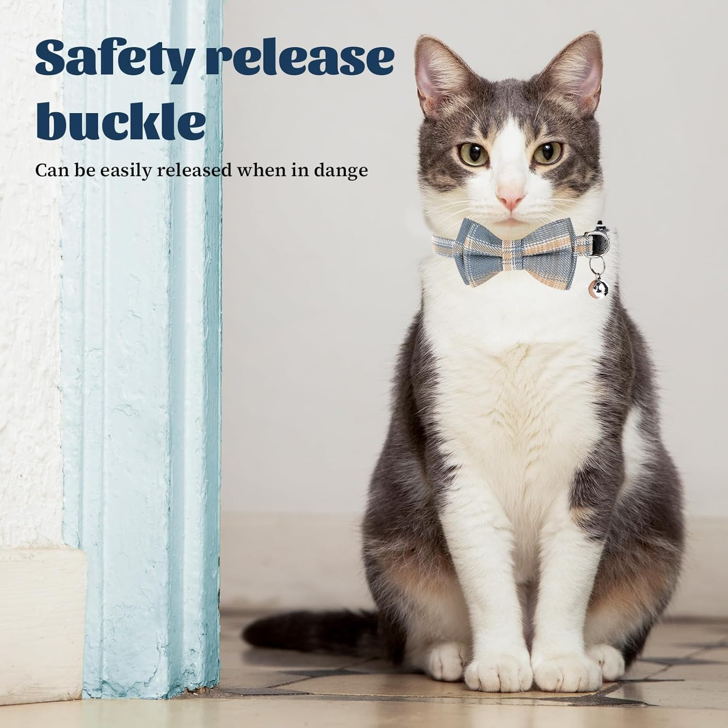 Pack of 2 Cat Collars with Bow Tie and Bell, Personalised Cat Collar, Removable Cat Collars, Adjustable Cute Collars, Quick Release Safety Collars for Cats Pets