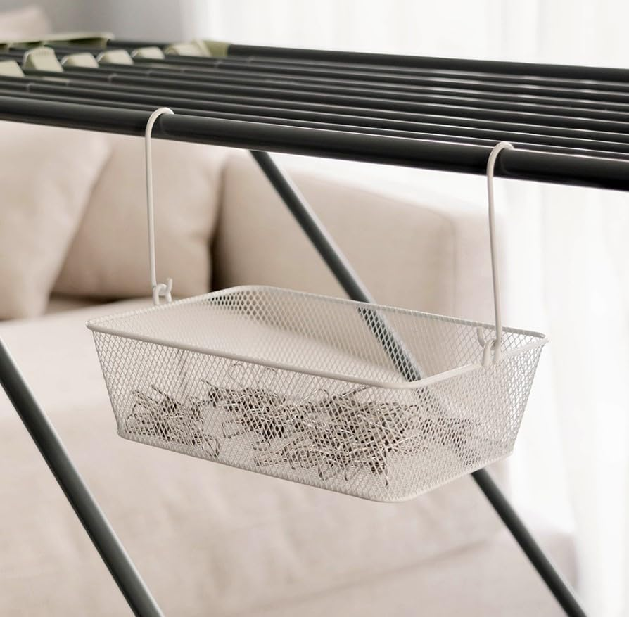 Seymour'S Rectangular Mesh Hanging Peg Basket - White, Durable Clothes Peg Storage Organiser for Indoor & Outdoor Use image number 1