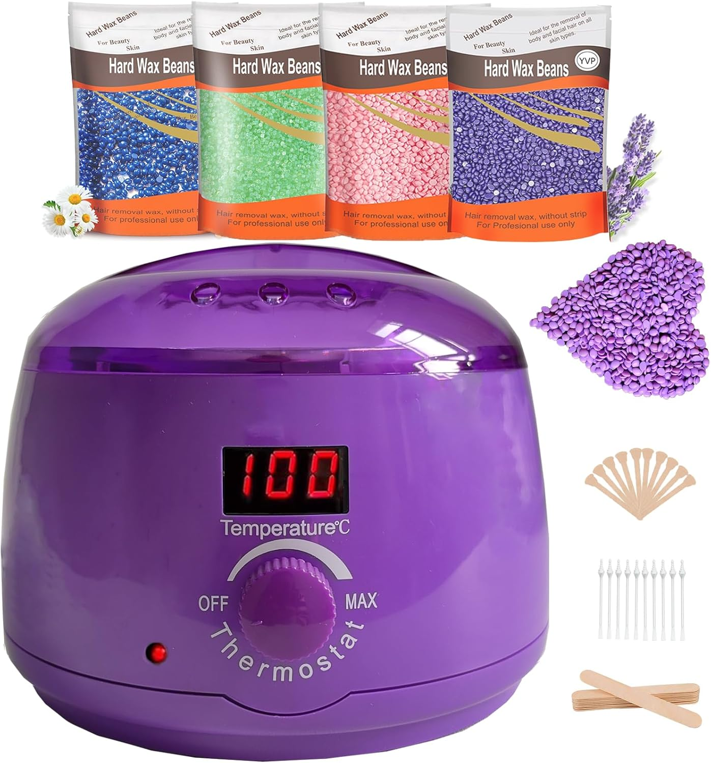 Hoxue 2025 Digital Waxing Kit for Women,Waxing Kit for Brazilian Wax,Wax Pot Heater with Wax Beans,Wax Warmer for Sensitive Skin Hair Removal,Easy to Use Wax Melt Warmer.Au Plug (White)