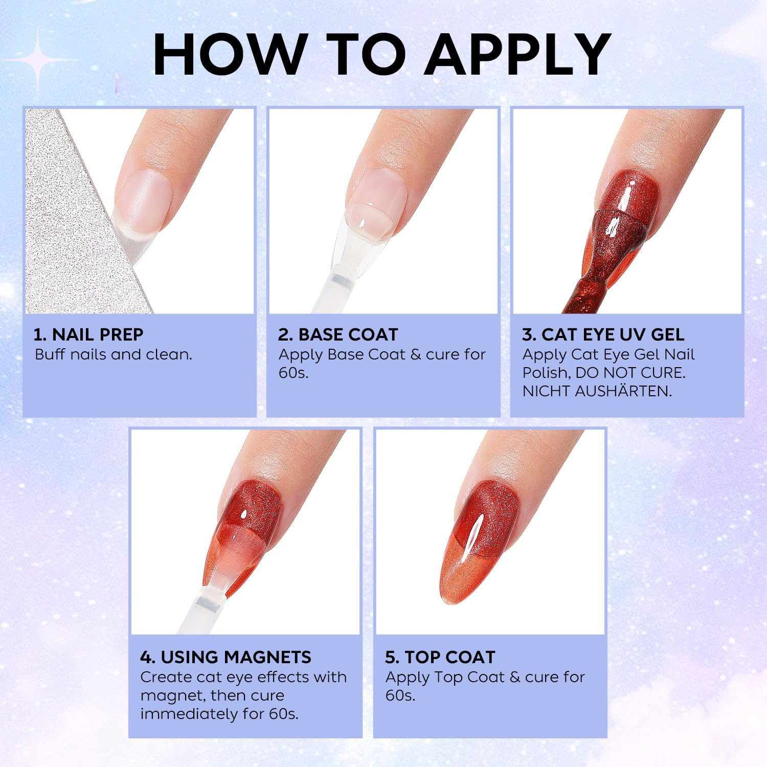 Nicedeco Hema Free Cruelty Free Vegan Cat Eye Gel Nail Polish, High Gloss Long Lasting Soak off LED U V Gel Polish 1 Pcs 15Ml - 305 image number 3