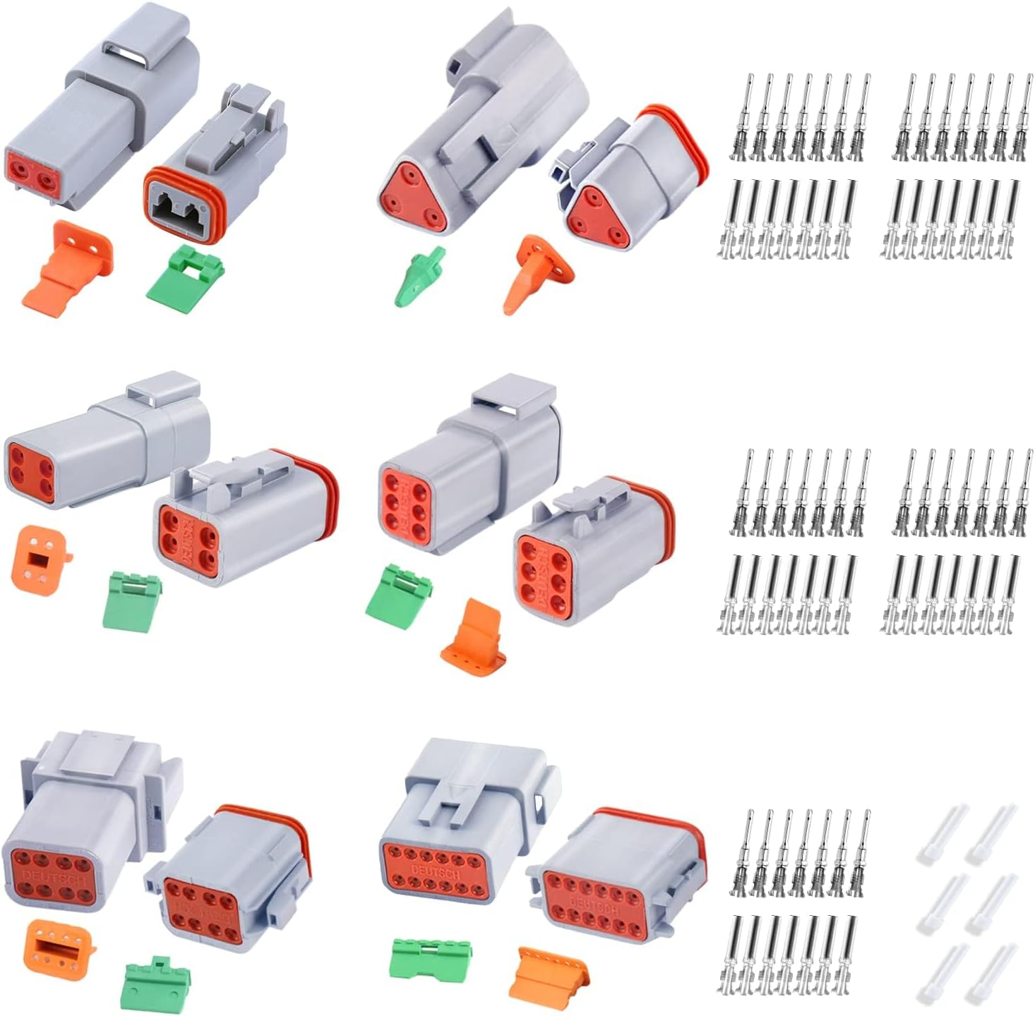 MTJNYZA 242Pcs Deutsch DT Male/Female Electrical Car ​Connector Plug Kit (2,3,4,6,8,12-Way/Pin) Car Waterproof Male Connector & Wiring Harness Male and Female Pair Plug-In Combination Box. image number 3