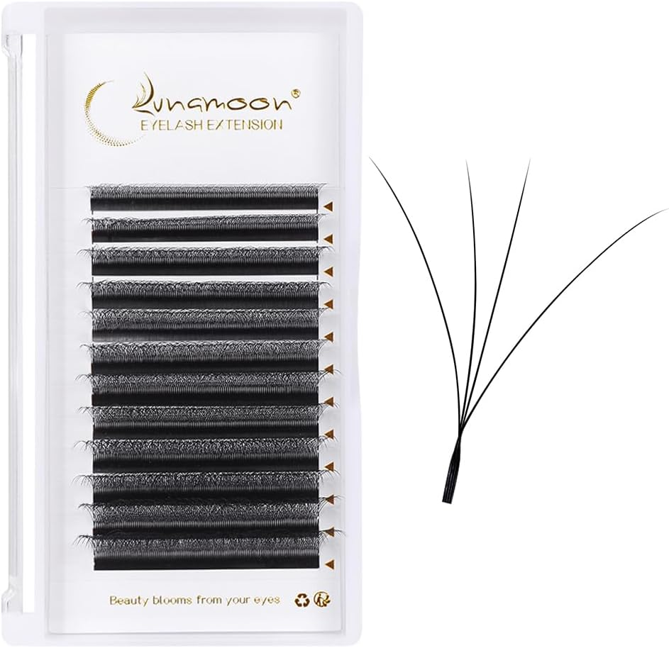 Lunamoon 5D Eyelash Extensions, W Eyelashes, Self-Fanning Lash, Ready-To-Use Fan Eyelash Extensions, Russian Volume Eyelashes, Premade Fan Lashes (Camellia5D-0.07C/8-15 Mm)