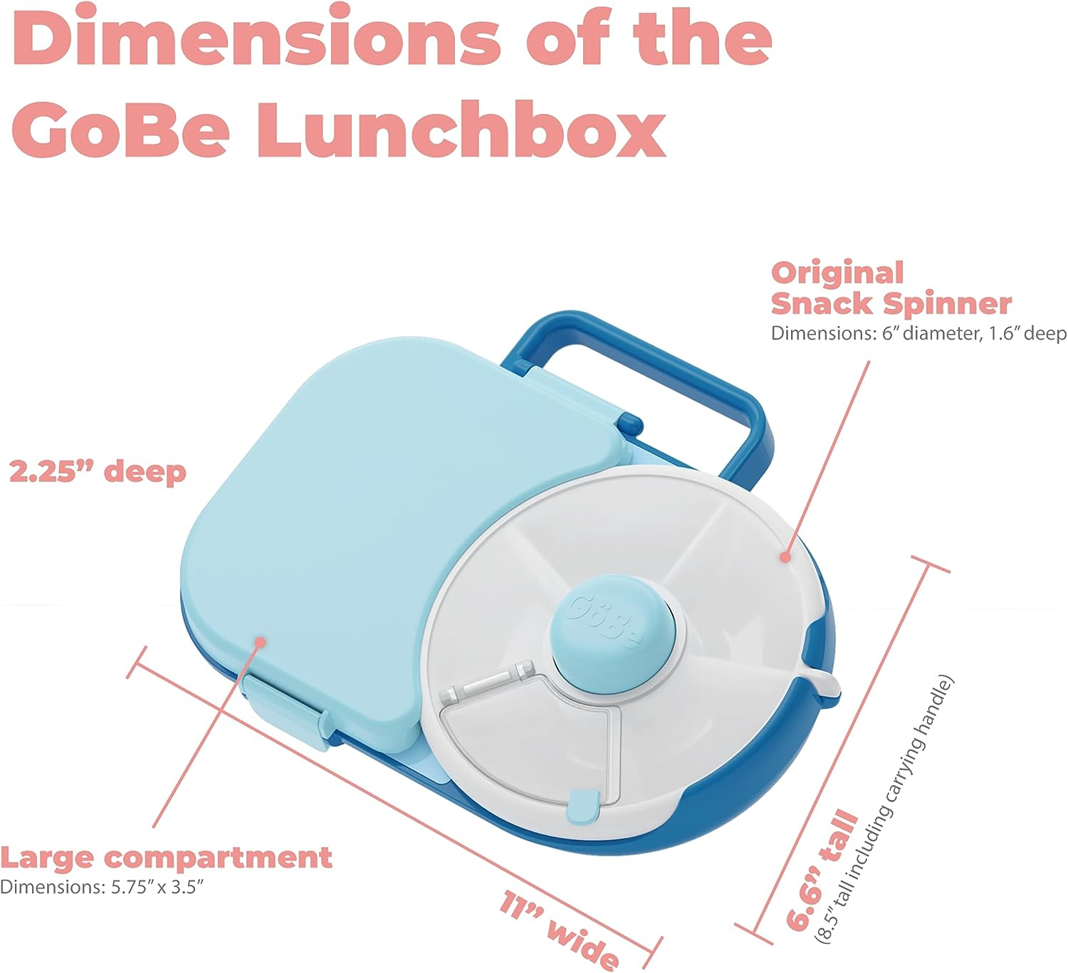 Gobe Kids Lunchbox - Reusable Snack Container with 5 Compartment Dispenser and Lid | BPA and PVC Free | Dishwasher Safe | No Spill, Leakproof (Macaron Blue) - Mint Green image number 5