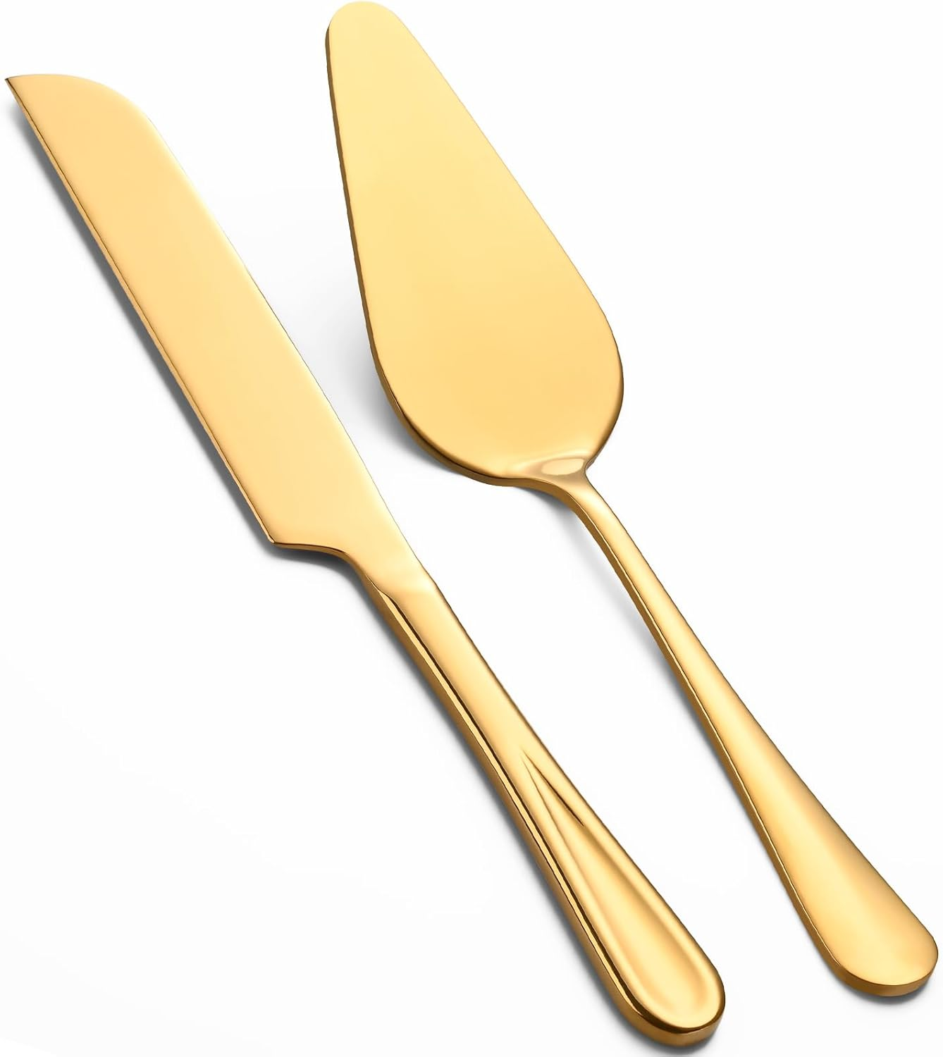 ERVILO Cake Cutting Set for Wedding, Pie Server, Stainless Steel Wedding Cake Knife and Server Set, Golden Cake Cutter for Birthday, Parties and Events (Gold Serving Set)
