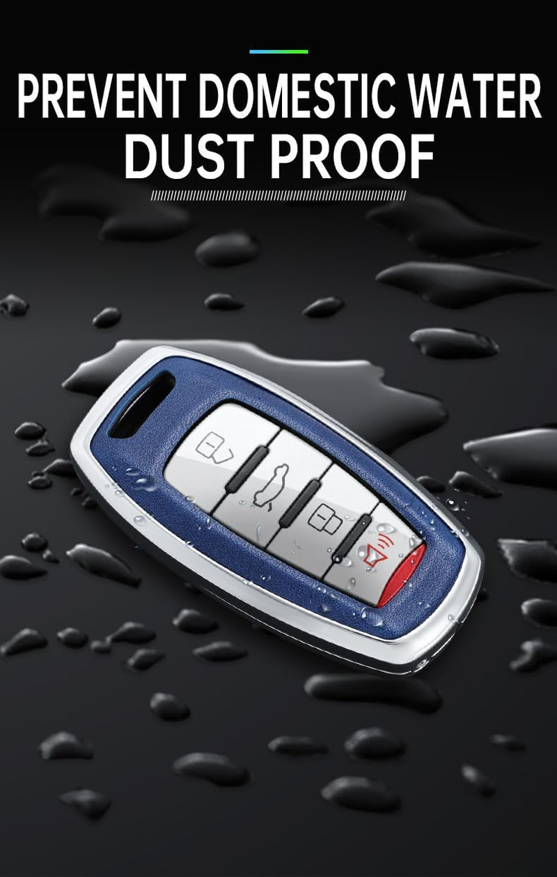 Ontto Alloy Car Key Fob Cover Fit for Haval H6 H7 H9 H4 Hover H2S F5 F7 F7X F7H Dargo Jolion GMW Remote Leather Key Case Keyring Key Shell Holder Bag Keychain - A-Blue image number 3