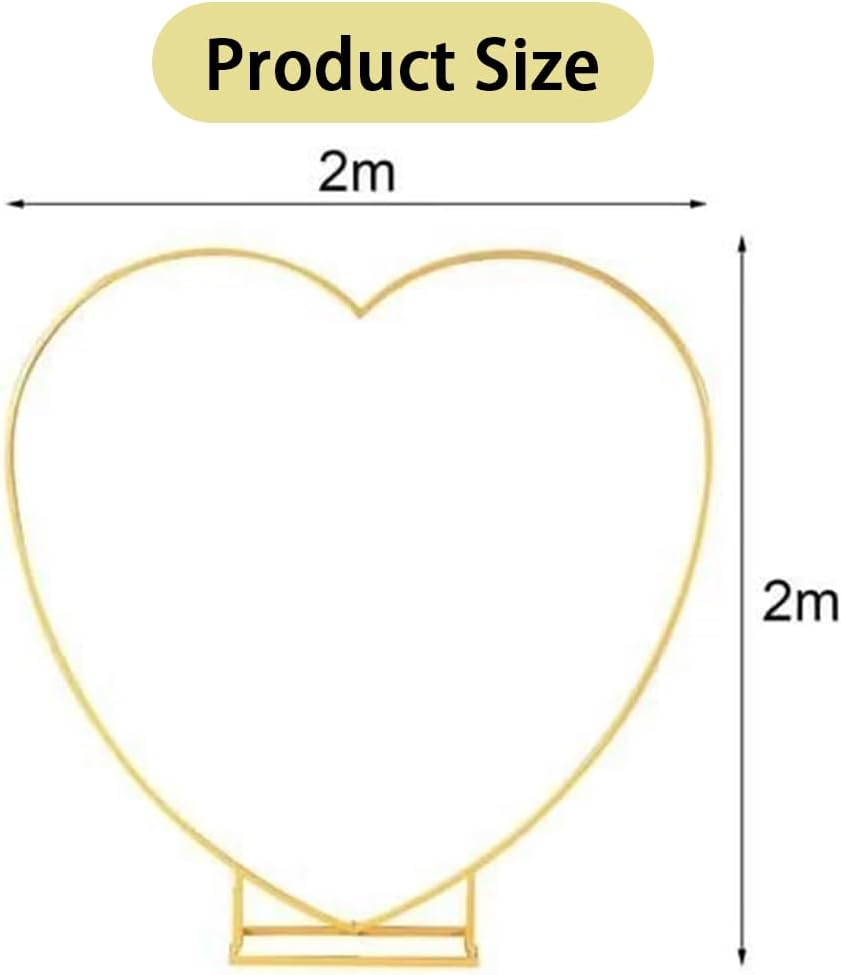 Shukitechi Heart-Shaped Metal Wedding Arch Backdrop, Gold Flower and Balloon Stand, 2M Height, Decorative Arch for Weddings, Birthday Parties, Baby Showers, Graduation, Proposals, or Photo Backdrop image number 1