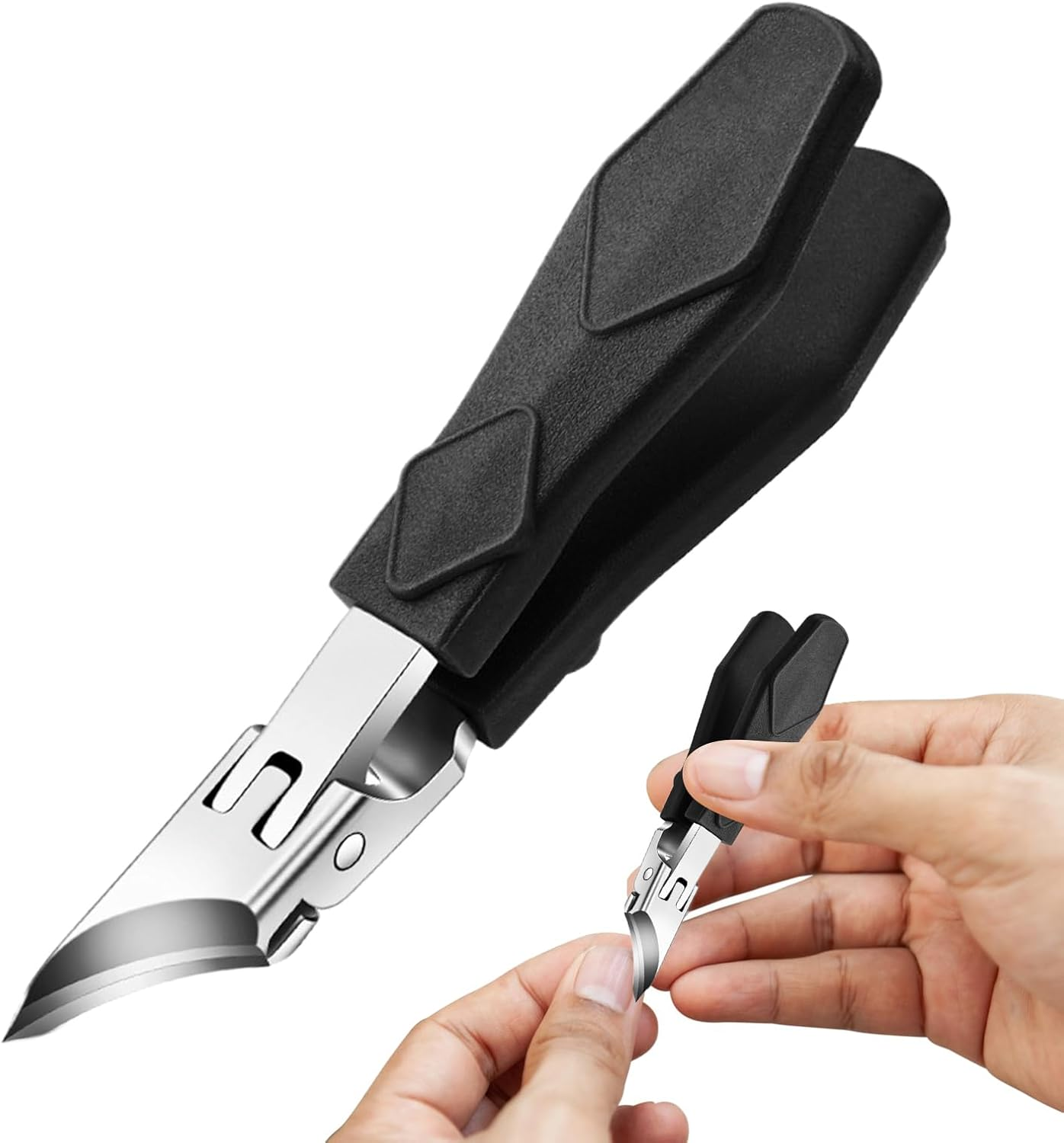 Hkuoeue Slanted Nail Clippers, Heavy Duty Slanted Anti-Splash Nail Trimmer, Cuticle Nippers for Elderly Household Women Kids Travel Salon Seniors Adults