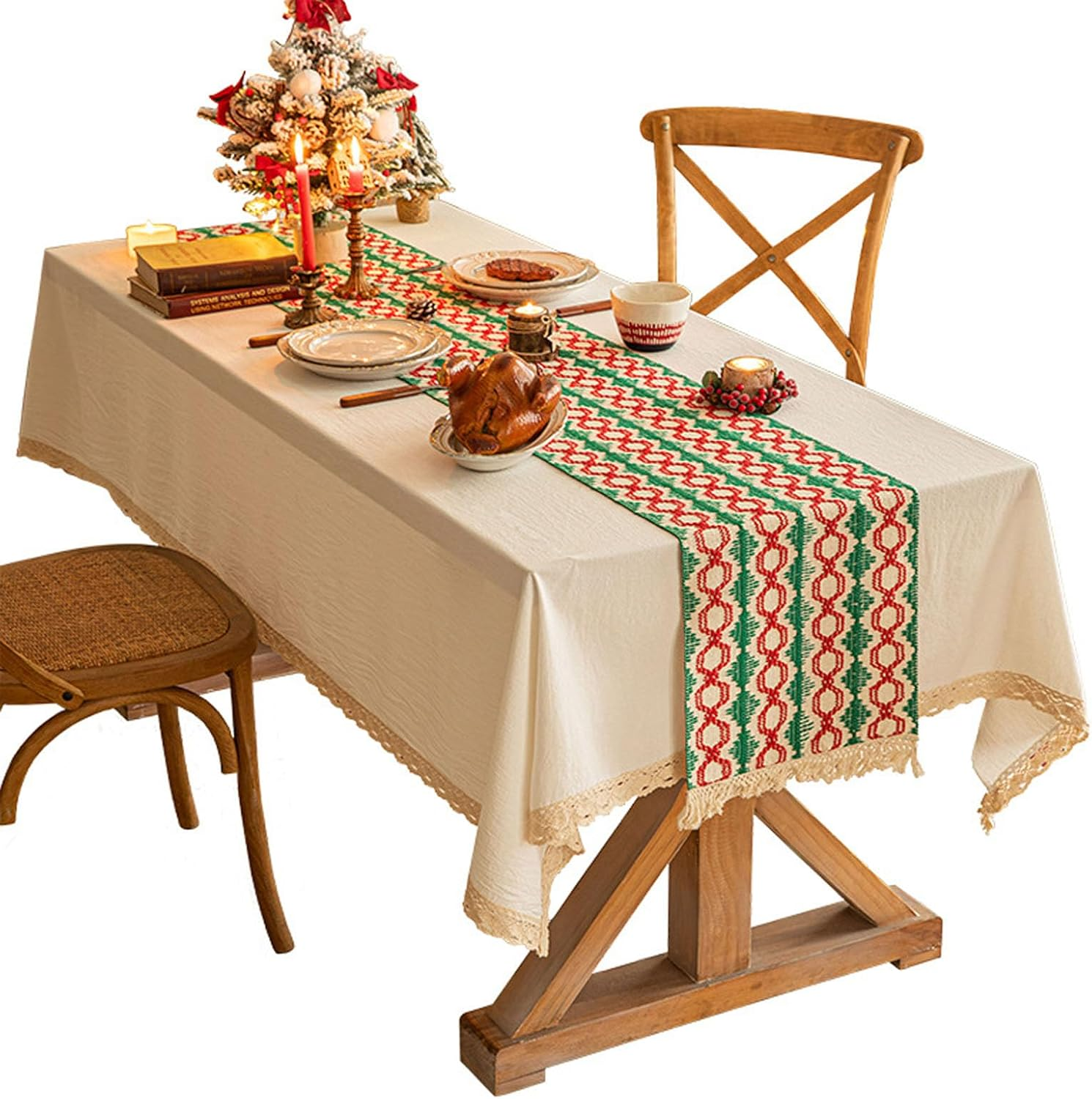 Boho Sage Tassel Table for Farmhouse Style Kitchen Decoration, Table Decoration Ideal for Holiday Party, Wedding, Dinning and Birthday D&eacute;cor