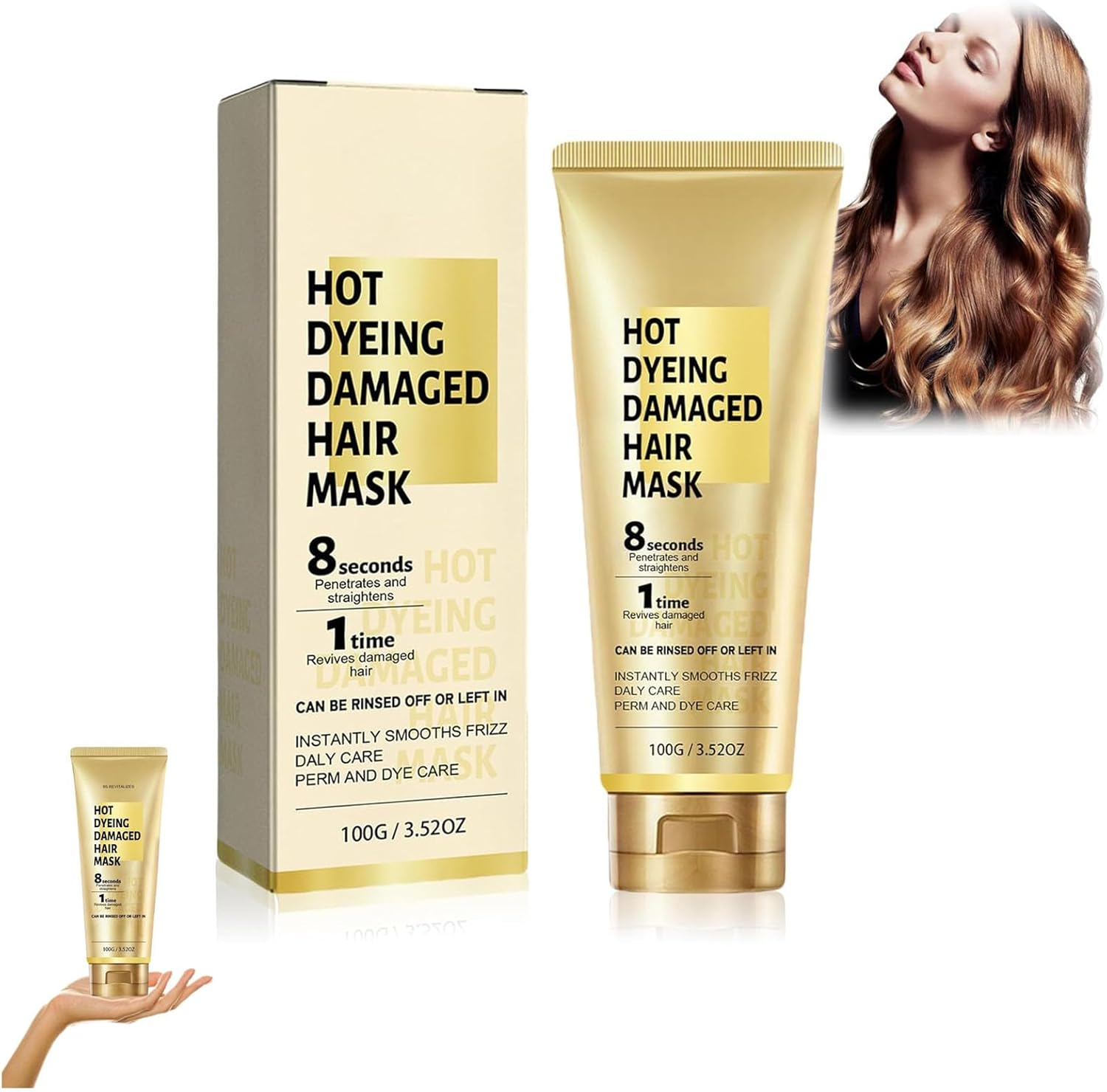 8 Seconds Hair Mask, 8 Seconds Revitalizing Hair Mask for Hot Dyed & Damaged Hair, Magic Hair Mask, Keratin Hair Treatment Cream, Daily Care Perm and Dye Repair Conditioner (3Pcs)