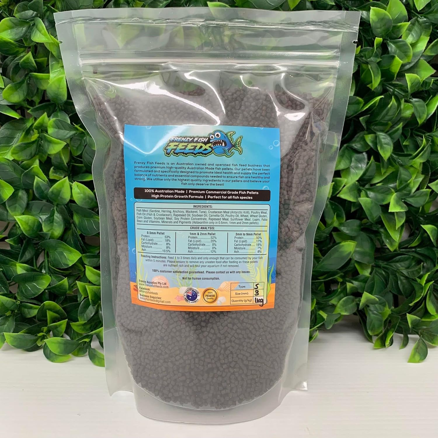 High Protein Grower 3Mm Medium Tropical Sinking Fish Food Pellets 1Kg