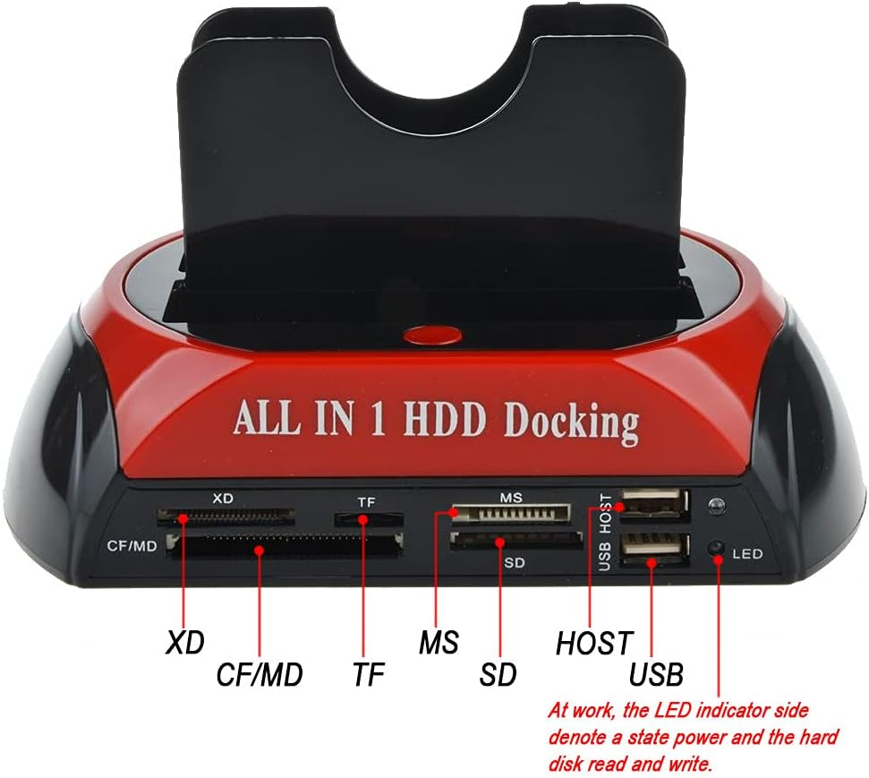 Tootoo HDD Docking Station Dual 2.5" 3.5" SATA IDE Hard Disk Drive Dock OTB Card Reader image number 1