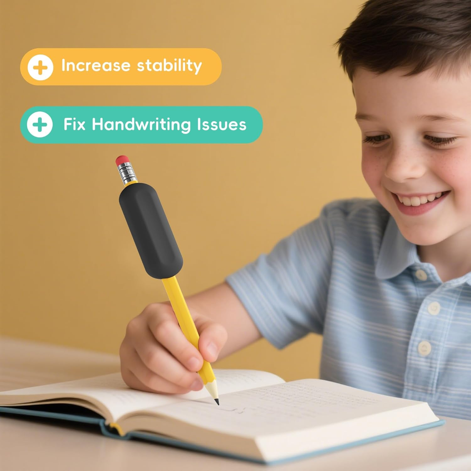 5 Pack Weighted Pencil Grips, Training Grips for Pencil, Silicone Handwriting Aid for Kids, Elderly & Special Needs &ndash; Improves Penmanship for Autism,Adhd,Tremors,Dyspraxia & Fine Motor Skills