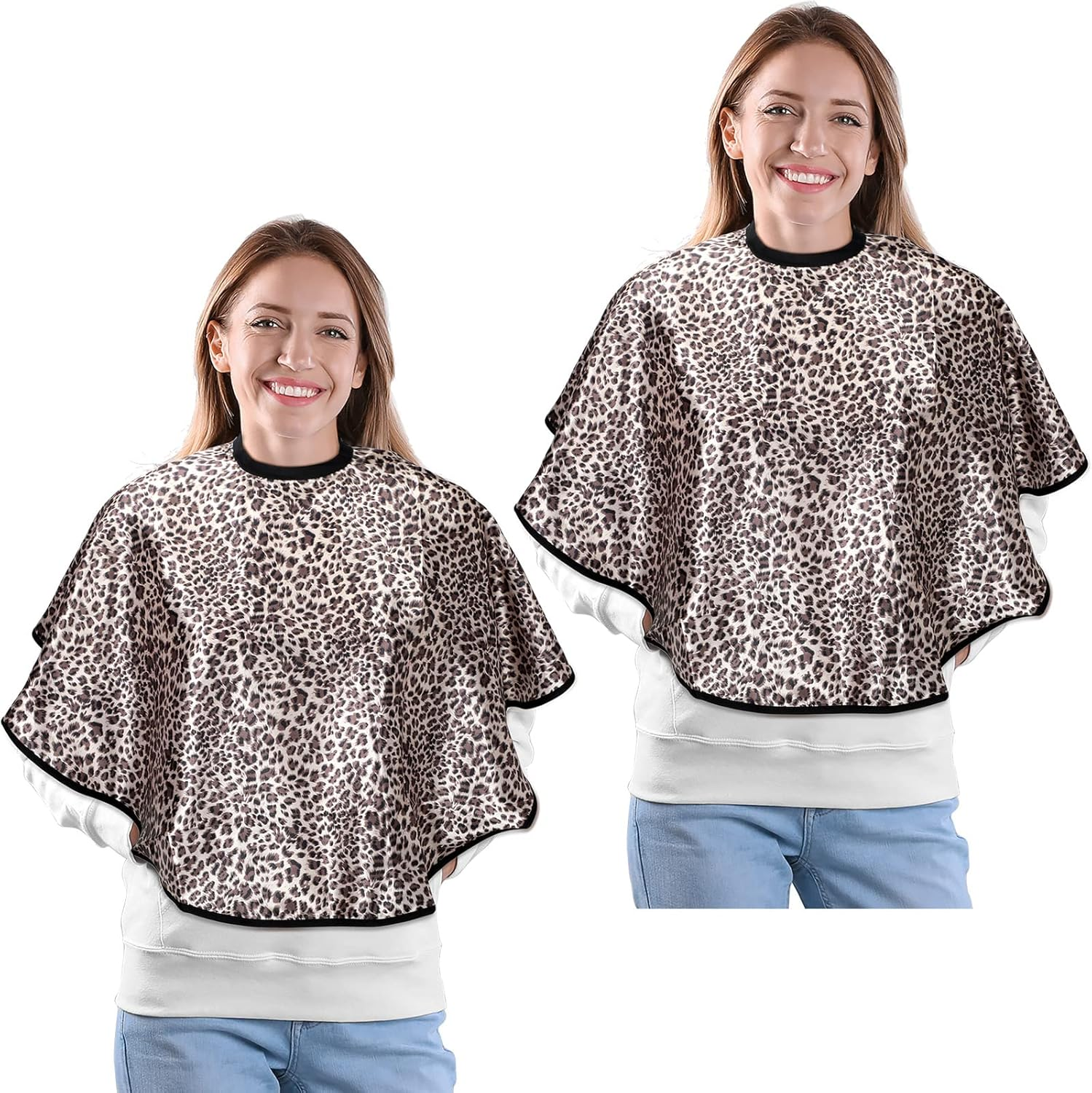 2 Pcs Makeup Cape and Bib - Waterproof Beauty Salon Barber Dye Styling Shampoo Cape for Hairdresser Artist Clients, Black