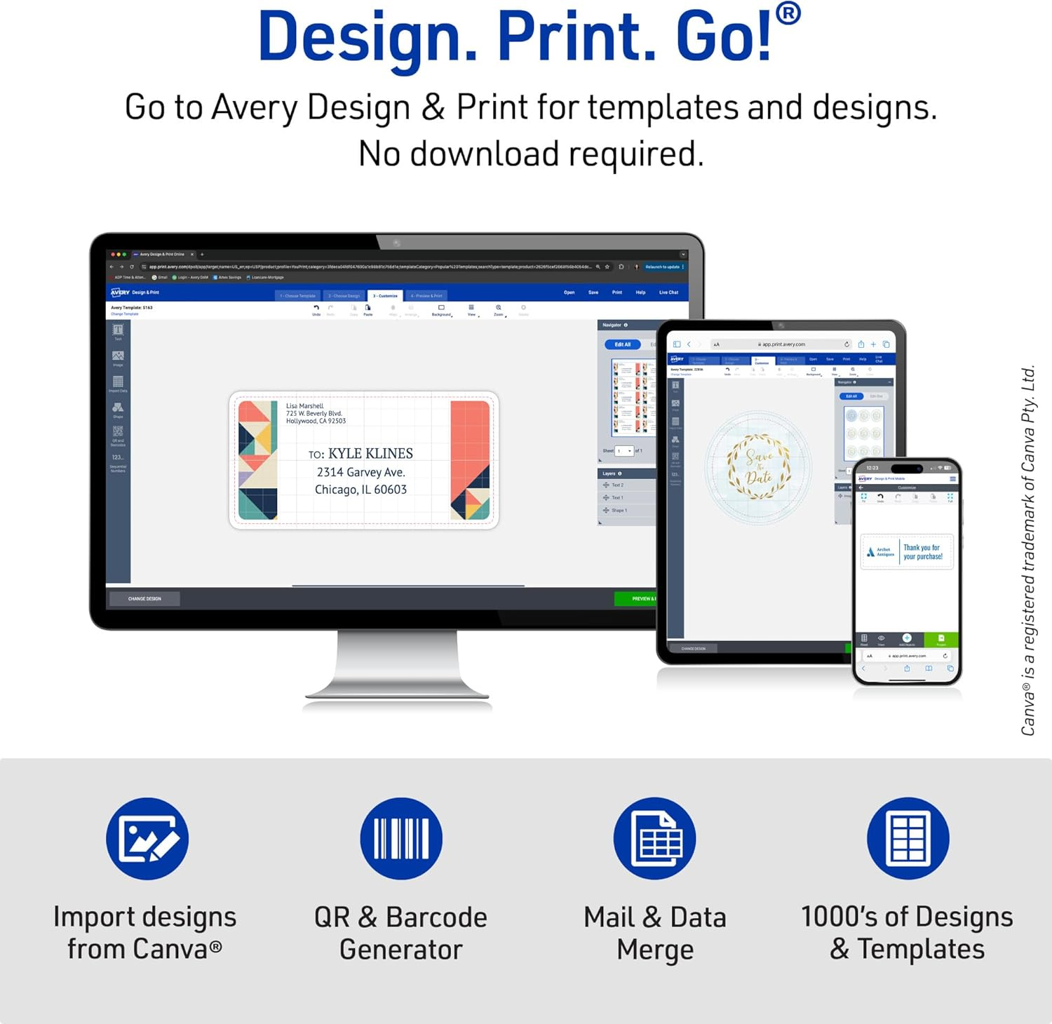 Avery Half-Sheet Printable Shipping Labels, 5.5" X 8.5" Customizable Stickers, White, 20 Blank Mailing Labels, Great for Mailing, Shipping, Organizing, and More (18126) image number 6