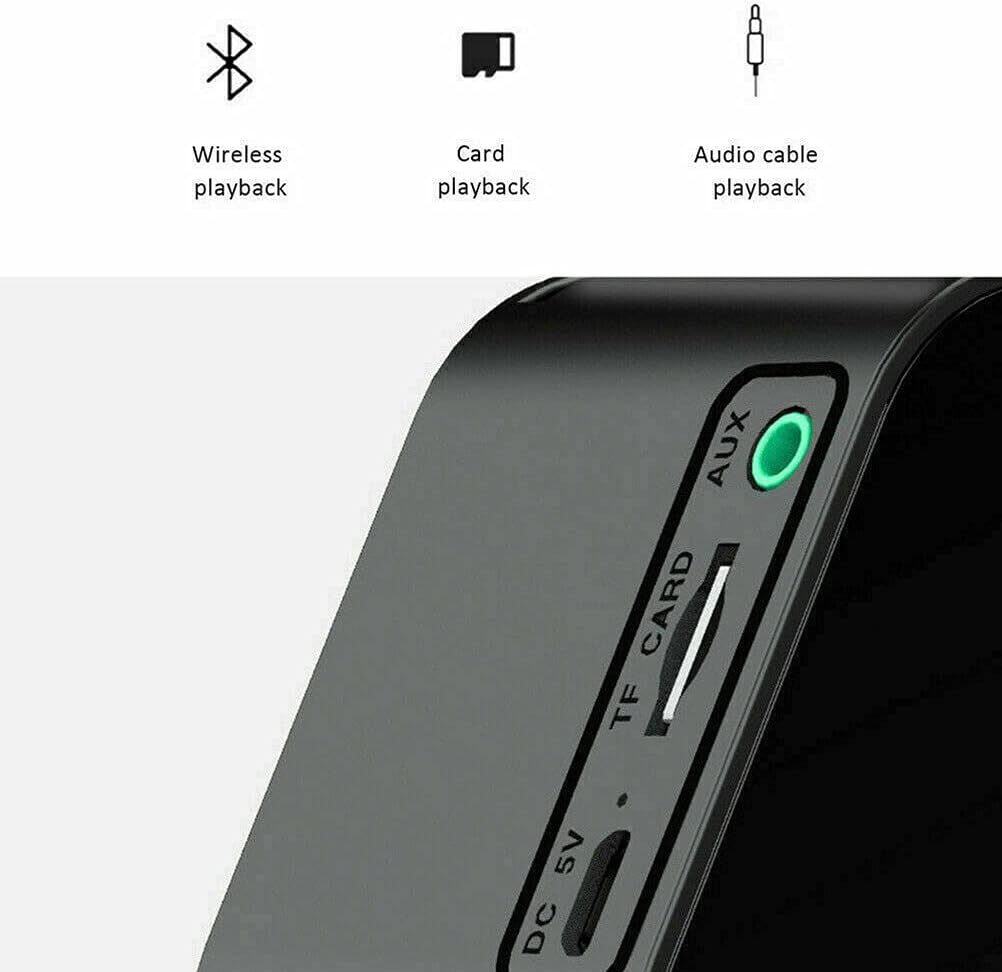 Costcom LED Display Mirror Digital Alarm Clock Wireless Bluetooth Speaker Home Decor Multifunctional Desk Clock for Bedroom and Office (Black) image number 2