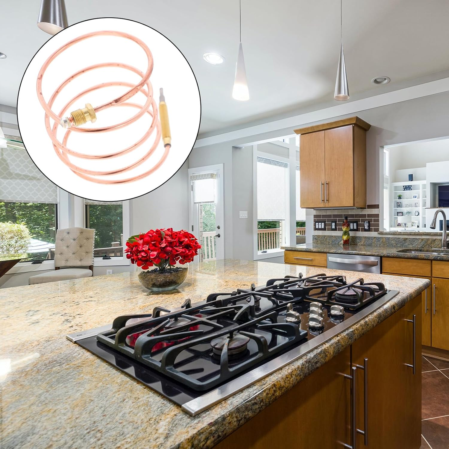 Fireplace Thermocouple Sensor for Oven and Grill Safety Shutoff Reliable Flameout Protection Probe for BBQ Stove Accessories Replacement Part for Outdoor Fireplaces image number 1