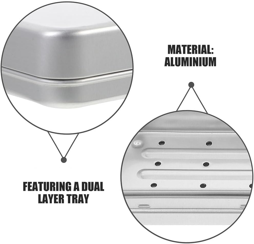 Baluue 2Pcs Bar Soap Holder Dish, Double Layer Metal Travel Soap Case with Lid for Shower, Portable Travel Size Toiletries Camping Essentials for Gym, Dorm, Bathroom, Silver Aluminium image number 5